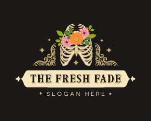 Floral Skeleton Ribcage logo design