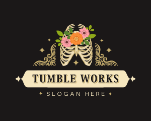 Floral Skeleton Ribcage logo design