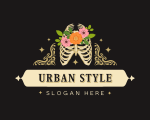 Floral Skeleton Ribcage logo design