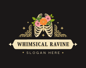 Floral Skeleton Ribcage logo design