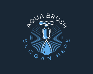 Faucet Water Droplet logo design