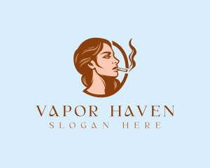 Beautiful Smoking Lady  logo design