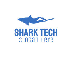 Blue Wild Shark logo design