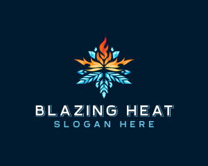 Snowflake Fire Heating logo design