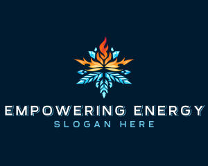 Snowflake Fire Heating logo design