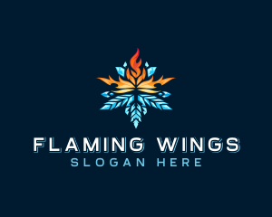 Snowflake Fire Heating logo design