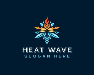 Snowflake Fire Heating logo design