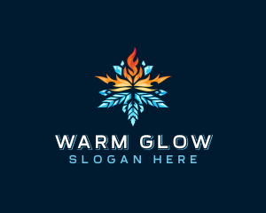 Snowflake Fire Heating logo design