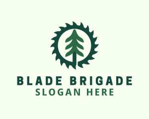 Pine Tree Saw Blade logo design