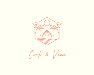 Tropical Tree Beach Hut logo design