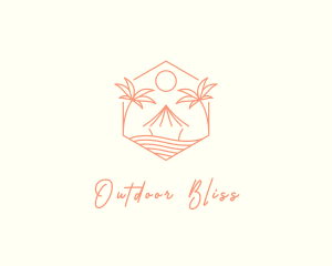 Tropical Tree Beach Hut logo design