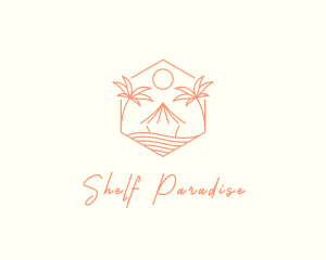 Tropical Tree Beach Hut logo design