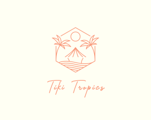 Tropical Tree Beach Hut logo design