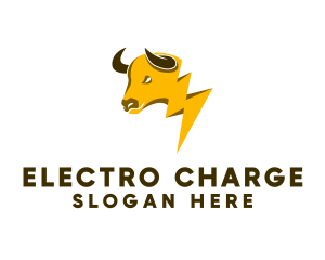 Yellow Lightning Bull  logo design