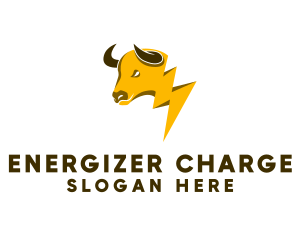 Yellow Lightning Bull  logo design