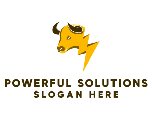 Yellow Lightning Bull  logo design