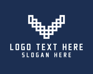 Pixel Tech Antler Letter V logo