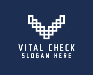 Pixel Tech Antler Letter V logo design