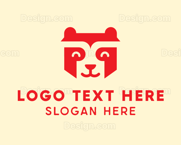 Happy Raccoon Bear Logo