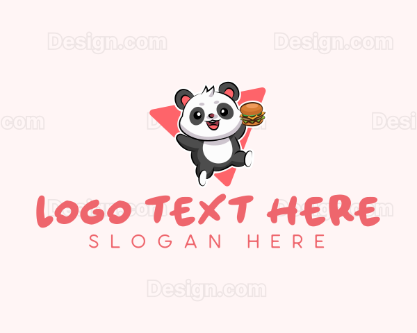 Cute Panda Hamburger Logo