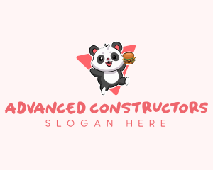 Cute Panda Hamburger  logo design