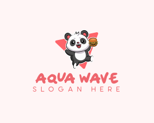 Cute Panda Hamburger  logo design