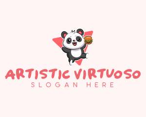 Cute Panda Hamburger  logo design