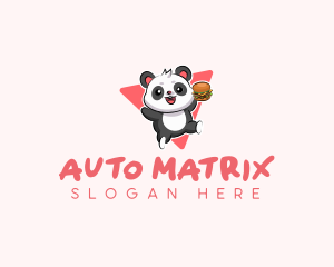 Cute Panda Hamburger  logo design