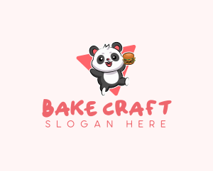 Cute Panda Hamburger  logo design