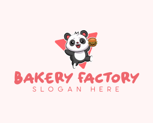 Cute Panda Hamburger  logo design