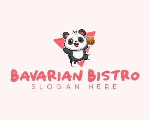 Cute Panda Hamburger  logo design