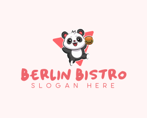 Cute Panda Hamburger  logo design