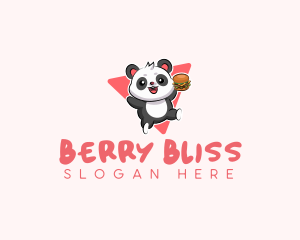 Cute Panda Hamburger  logo design