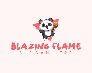 Cute Panda Hamburger  logo design