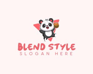 Cute Panda Hamburger  logo design