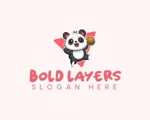 Cute Panda Hamburger  logo design