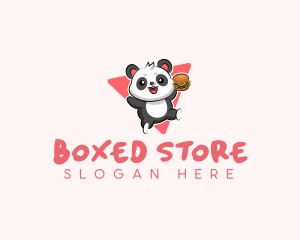 Cute Panda Hamburger  logo design