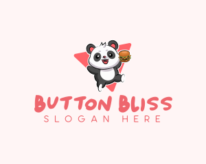 Cute Panda Hamburger  logo design