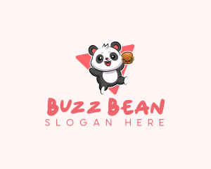 Cute Panda Hamburger  logo design