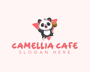 Cute Panda Hamburger  logo design