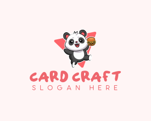 Cute Panda Hamburger  logo design