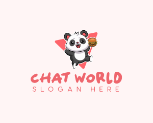 Cute Panda Hamburger  logo design