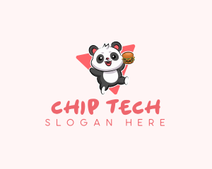 Cute Panda Hamburger  logo design