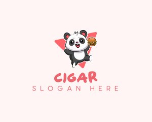 Cute Panda Hamburger  logo design