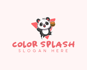 Cute Panda Hamburger  logo design