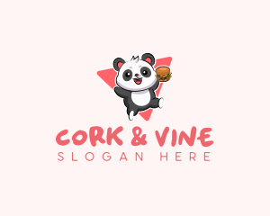 Cute Panda Hamburger  logo design