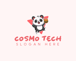 Cute Panda Hamburger  logo design