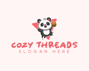 Cute Panda Hamburger  logo design