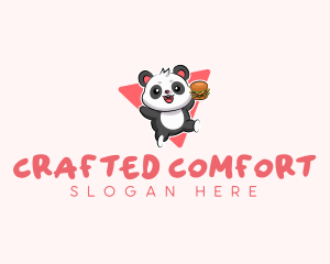 Cute Panda Hamburger  logo design