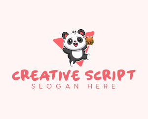 Cute Panda Hamburger  logo design